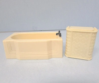 Cesta de bañera RENWAL plástico crema CASA DE MUÑECAS baño juguete vintage sin usar Foto 1 de 4