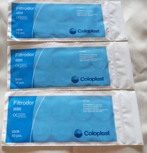 30 PCS (3 PACKS OF 10) COLOPLAST OSTOMY POUCH BAG FILTRODOR #0509 EXP. 3/25/2027 - Picture 1 of 2