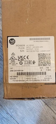 ALLEN BRADLEY Factory Sealed Ab 25b-d010n104 Powerflex 525 4kw 5hp Ac Drive - Image 1 of 3