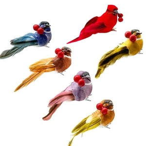6pcs Red Bird Ornaments Artificial Birds for Tree Flower Floral Arrangements ... - Picture 1 of 6