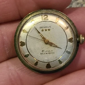 Vintage Men's Benrus 3 Star Self Winding Swiss 25J (Parts Repair NotWorking) (Q1 - Picture 1 of 9