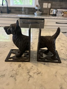 Sujetalibros cabeza y cola de terrier escocés de hierro fundido pesado decoración 7" de alto - Imagen 1 de 11