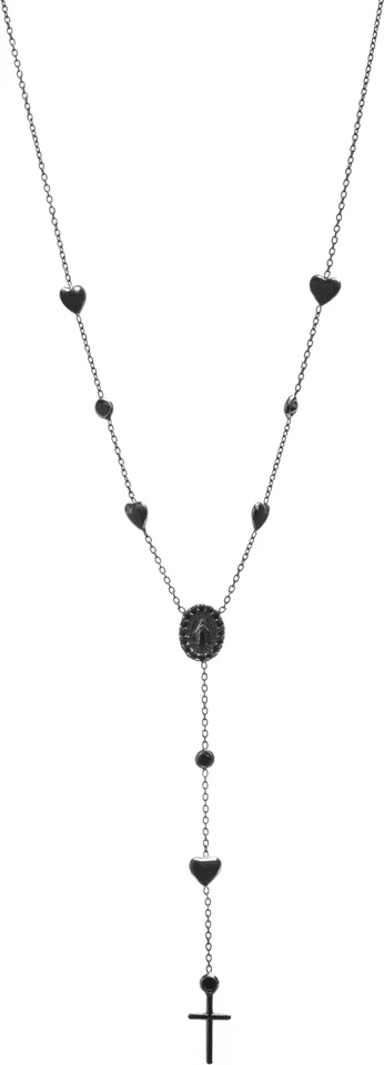 Collana MONTENAPOLEONE BAGUTTA MC008 Argento 925% Brunito Croce Cuori Pietre - Immagine 1 di 1