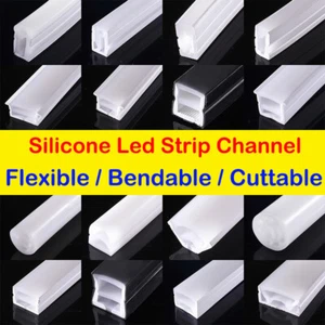 Multiple Sizes Silicone LED Channel + End Cap, Soft Bending Cuttable Flexible - Picture 1 of 58