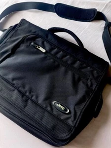 Large JEEP Laptop Messenger Bag Black Padded Crossbody Utility Side Satchel VGC - Picture 1 of 24