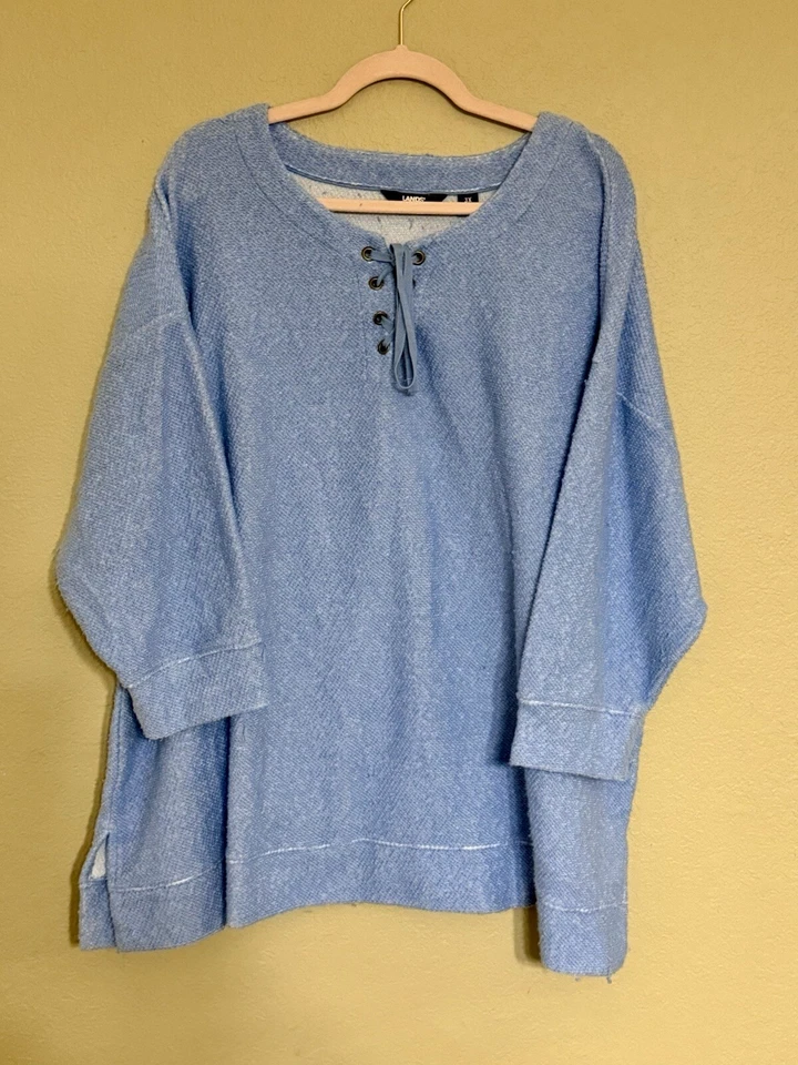 Suéter Lands End Feminino Tamanho 3X Túnica Azul Pulôver Casual Carreira Básica 314B4 - Imagem 1 de 4