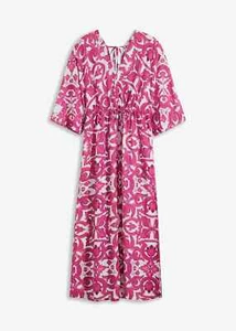 Maxikleid mit Kimonoärmel Gr. 34 Pink Weiß Damen-Kleid Sommerkleid Neu* - Bild 1 von 1