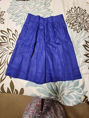 VTG Lord & Taylor 100% Linen Skorts Women's 8 Pleated Front High Waisted Purple  - Image 1 of 4