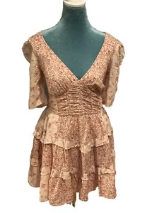 NWT American Eagle Ruched Ruffled Fit and Flare Floral Tiered Babydoll Shirt S - Picture 1 of 5