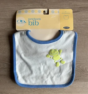 Vintage Old Navy Newborn Bib Blue Green Jumping Leaping Frog 100% Cotton Baby OS - Imagen 1 de 2