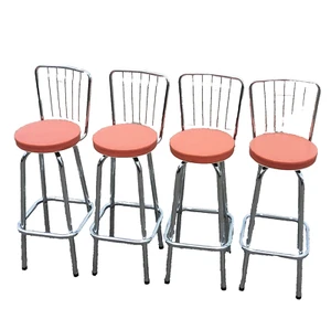 Craig Industries Swivel Bar Stool Chair 4pc Set - chrome leg back MCM mid USA - Picture 1 of 17