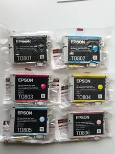EPSON T0807 Genuine INK CARTRIDGES T0801 T0802 T0803 T0084 T0805 T0806 Original! - Picture 1 of 5