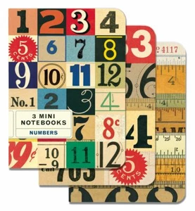 Cavallini - Juego de 3 mini cuadernos - números - interiores forrados, en blanco y gráficos - Imagen 1 de 8