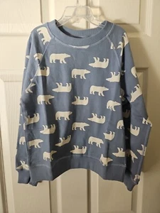 NEW HANNA ANDERSSON SLATE BLUE POLAR BEARS FRENCH TERRY SWEATSHIRT 120 6 7 $50 - Picture 1 of 5