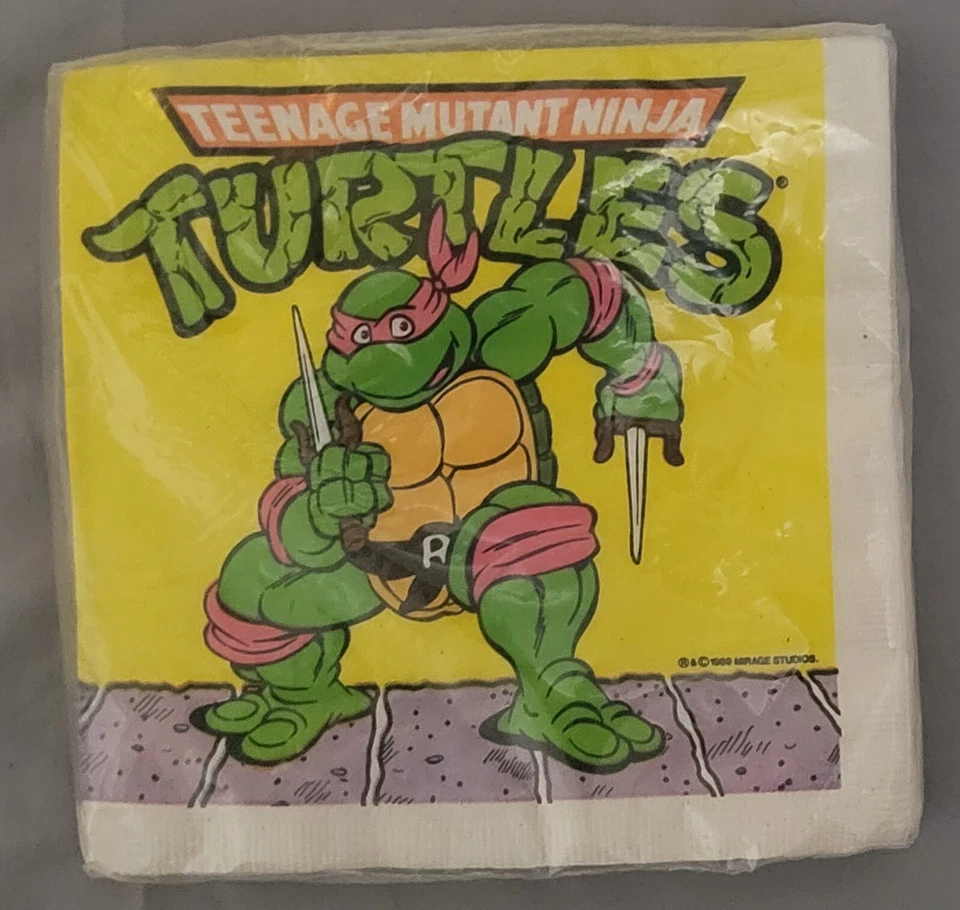 Vintage Teenage Mutant Ninja Turtles TMNT Party Napkins 1989 16 Count Sealed New - Image 1 of 4
