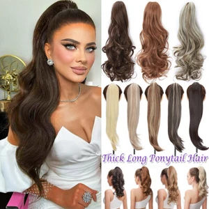 One Piece Jaw Claw Ponytail Real Thick Natural As Human Pony Tail Hair Extension - Picture 1 of 66