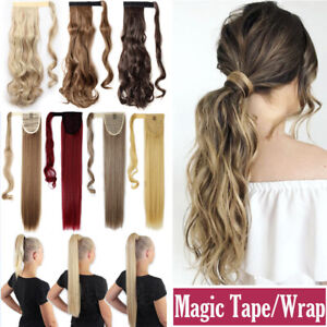 Real Natural Long Wrap On Ponytail Clip In Hair Extensions Extension Brown Red