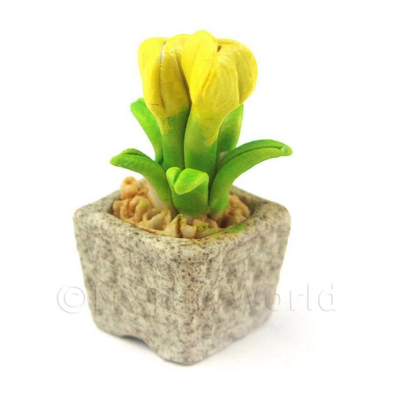 Miniatura Fatto a Mano Giallo Colorato Ceramica Fiore - Immagine 1 di 1