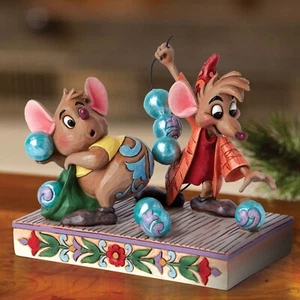 ✤ New JIM SHORE DISNEY Figurine CINDERELLA JAQ GUS Mouse Friend Dress Bead Decor - Picture 1 of 6