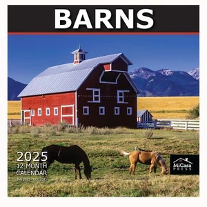 MICASA Barns 2025 Hangable Monthly Wall Calendar | 12" x 24" Open | Thick & S... - Picture 1 of 6