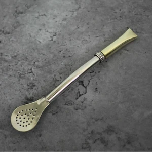 Bronze and Nickel Silver Ornamented Mate Straw. Argentinian, Gift, Yerba Mate. - Picture 1 of 2