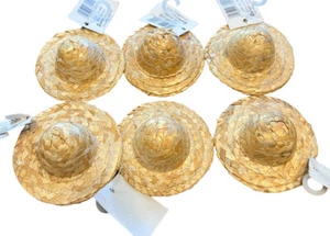 Darice Straw Woven Round Doll Craft Hat 3” Darice # 2898 New With Tags LOT OF 6 - Picture 1 of 5