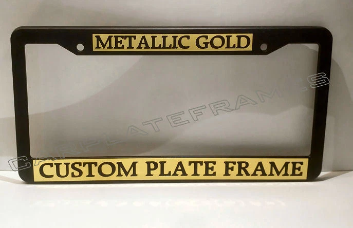 METALLIC GOLD TAG HOLDER CUSTOM TEXT PERSONALIZED CUSTOMIZED License Plate Frame - Image 1 of 4