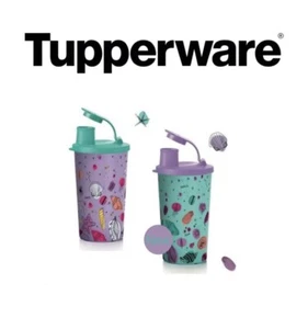 * TUPPERWARE Tumbler Cup With Lid Copacabana Design Set Of 2 - 2x330ml - New - Picture 1 of 4