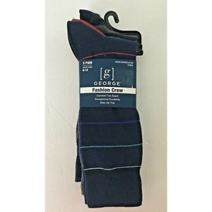 George 3 Pair dress  Fashion Crew Socks  6-12  A - Picture 1 of 3