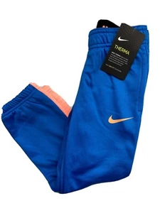 Nike Therma Pants Fleece Lined Toddler Boys Sweatpant Blue Orange 4 XS New Warm - Picture 1 of 11