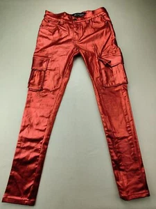 Valabasas Men's 30x31" Red Cozart Wax Stretch Cargo Denim Thick Jeans New - Picture 1 of 10