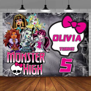 Monster High Personalizado Personalizado Banner Telón de Fondo Fiesta Decoración Regalo de Cumpleaños - Imagen 1 de 5