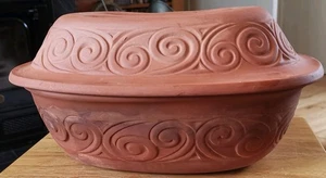 Ceramiche Partenopee Italy Lrg Terracotta Clay Roaster Baker Pot 13x9 - Picture 1 of 4