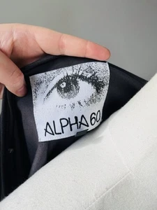 ALPHA60 M Women’s Grey Cotton Open Cardigan Draped Gathered Scarf Avant Garde - Bild 1 von 14