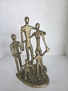 Metall Skulptur/Figur 5er Familie Kunst Deko Danya B. Stil goldfarben 11 Zoll hoch - Bild 1 von 23