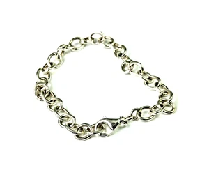 Sterling Silver Link Bracelet ~ Perfect for Charms ~ Length 7.50 x 1/4" Wide - Picture 1 of 9