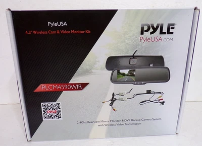 New Pyle PLCM4590WIR Wireless Backup Camera & Rear View Mirror & Video System - Image 1 of 4