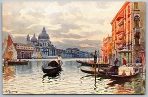 Postal Venecia Italia Canal Grande Góndolas Chiesa Salute 1900s UDB - Imagen 1 de 2