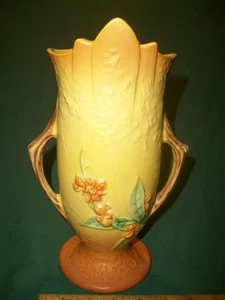 VTG Roseville Pottery “Bittersweet” Yellow Vase Shape 885-10” Tall Raised U.S.A. - Picture 1 of 10
