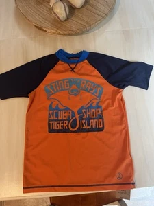 Lands End Kids NWT Swim Shirt Medium (10-12) Orange And Blue - Picture 1 of 4