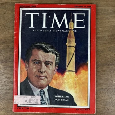 Time Magazine February 17, 1958 Missleman Von Braun - Image 1 of 4
