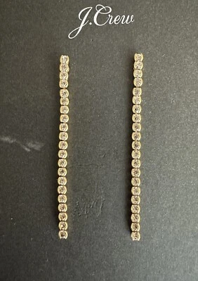 J. Pendientes Crew de cristal lineal dorado/piedras transparentes Foto 1 de 3