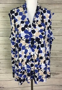 Top Nine West Mujer Multicolor Geo Cuello en V Sin Mangas Elástico Talla Grande 3X Nuevo con Etiquetas - Imagen 1 de 13