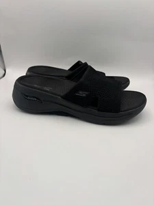 Skechers Go Walk Arch Fit Joyful Black Sandals Women Size 8 Wide - Picture 1 of 7