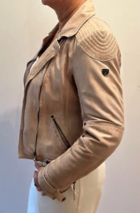 Gipsy - Damen Lederjacke Bikerstyle Lammnappa Vintage light beige Gr. L - Bild 1 von 6