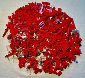 Lego Bulk Lot 2 Lbs 2.7 Ozs Mainly Red Pieces Bricks Plates Specialty Parts - Picture 1 of 7