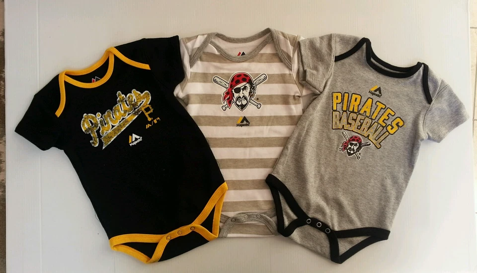Pittsburgh Pirates MLB 3 Pack Bodysuit (VINTAGE LOOK) SIZES 12,18,24 Months  - Image 1 of 1