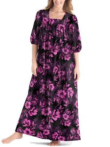 ONLY NECESSITIES Long Lounge Dress HIBISCUS Floral Plus Size 16/18 to 32/34 ZIP - Picture 1 of 3