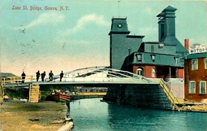 LAKE STREET BRIDGE, GINEBRA, NUEVA YORK, POSTAL VINTAGE - Imagen 1 de 2