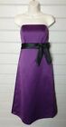 Alfred Sung Purple Violet Black Bow Dress Size Uk 10 Us 6 Prom Bnwt